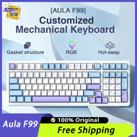 Aula F99 Mechanical Keyboard Three Mode Wireless Gaming Keyboard Bluetooth Gasket Hot Swap RGB Ergonomics For PC Gamer Office