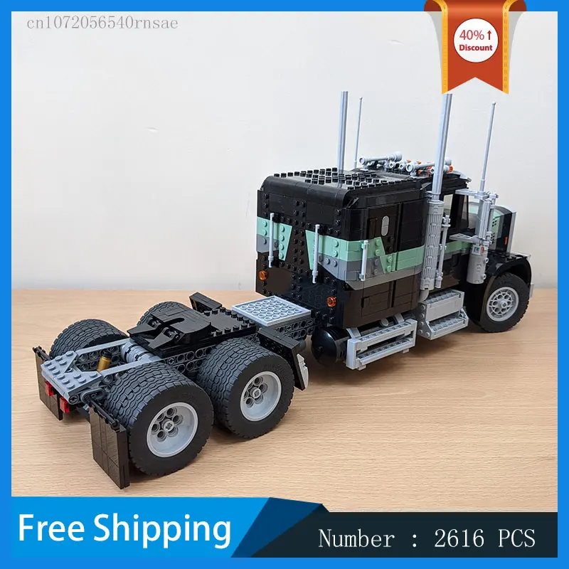 MOC Bausteine Lkw Anhänger Transport Fahrzeug Auto Modell Kreative Montage Spielzeug Weihnachten Geschenk Geburtstag Geschenke DIY Ziegel
