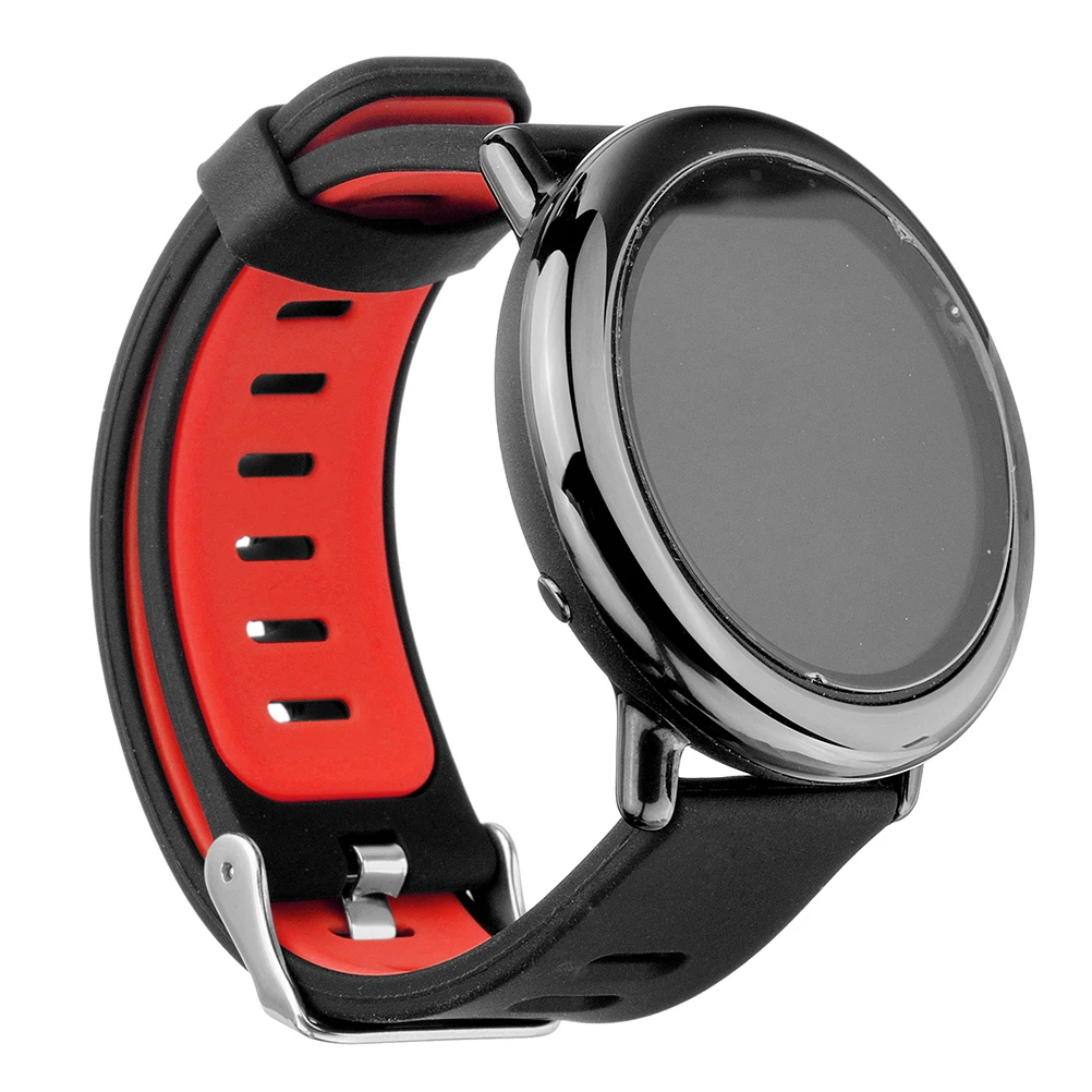 

1Pc 22mm Red White Silicone Watch Band Breathable Waterproof Compatible with Gear S3