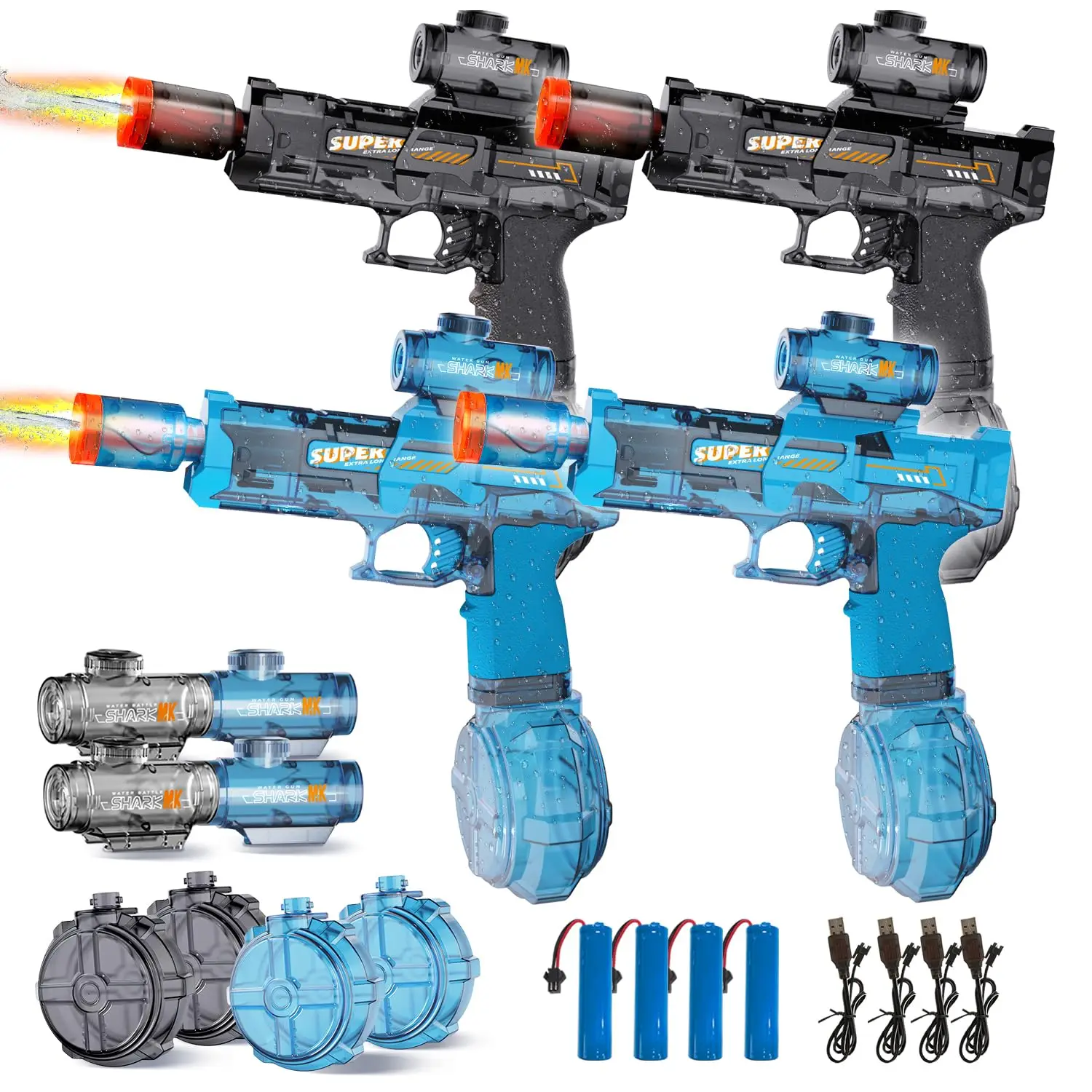 Electric Water Gun for Kids Adults, Automatic Squirt Gun Pistol with Light, Leak-Proof Rechargeable Water Gun for Pool Beach Toy
