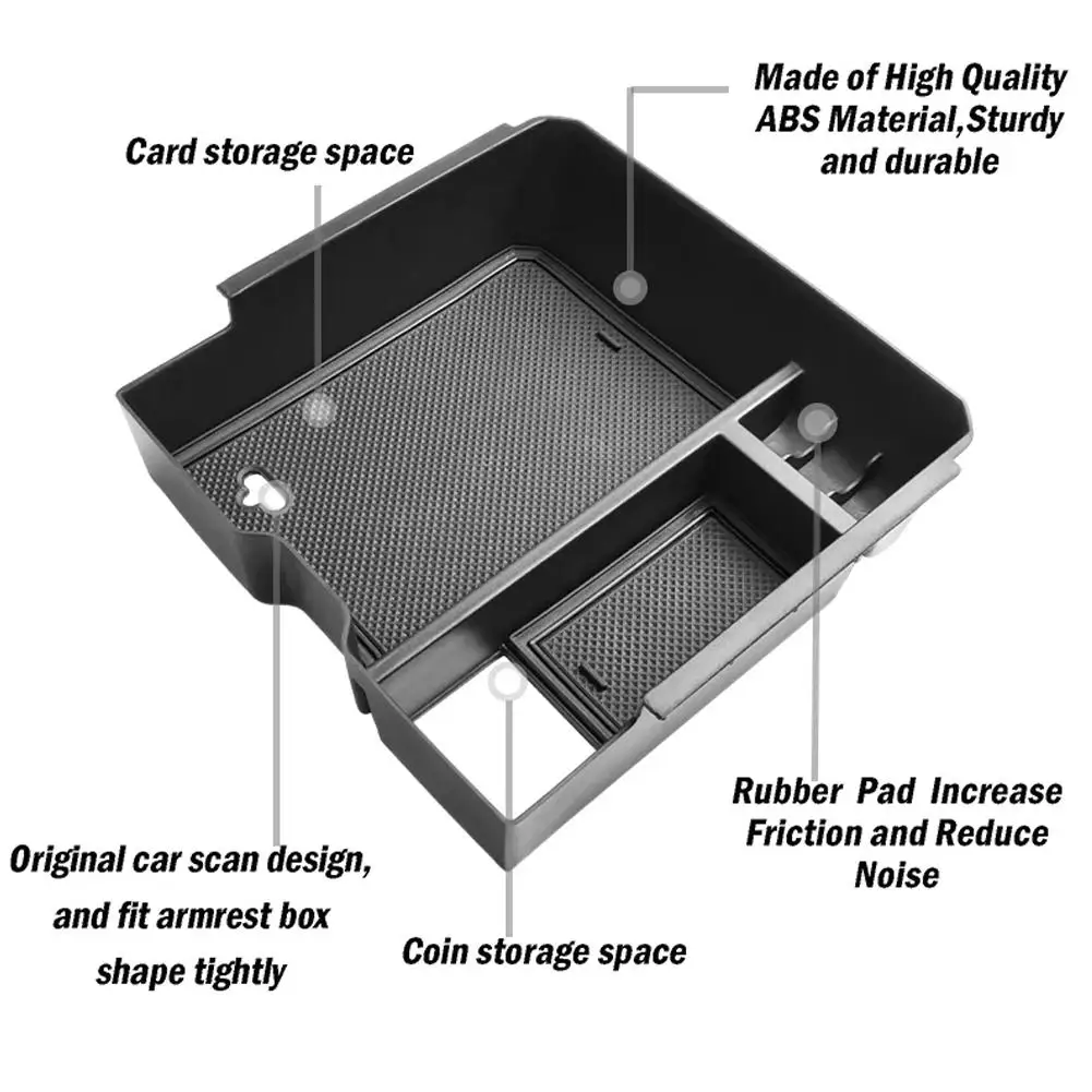 Car Armrest Storage Box Tray Console Organizer Holder For Ford Ranger Everest 2023 Electric Handbrake Auto Interior Accessories