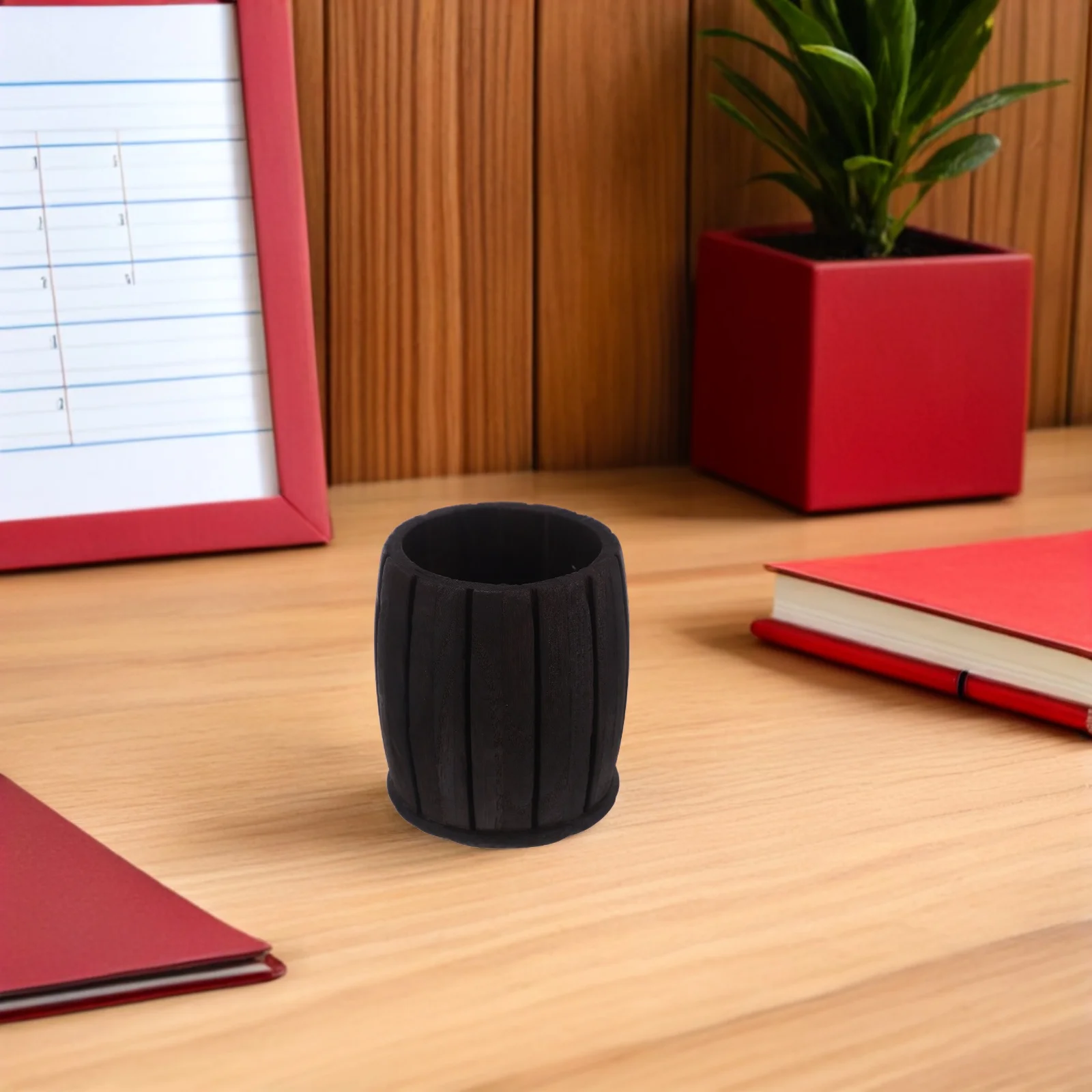 

Torched Paulownia Wood Pencil Holder Stand Multi-Functional Desktop Storage Box for Office School Stationery Makeup Brushes