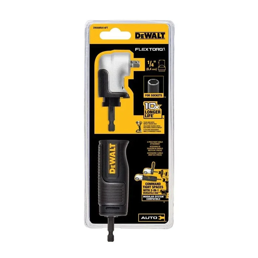 DEWALT 1/4" 3/8" Square Drive Modular Right Angle Attachment 2-In-1 Power Tool Accessories DWAMRA14FT