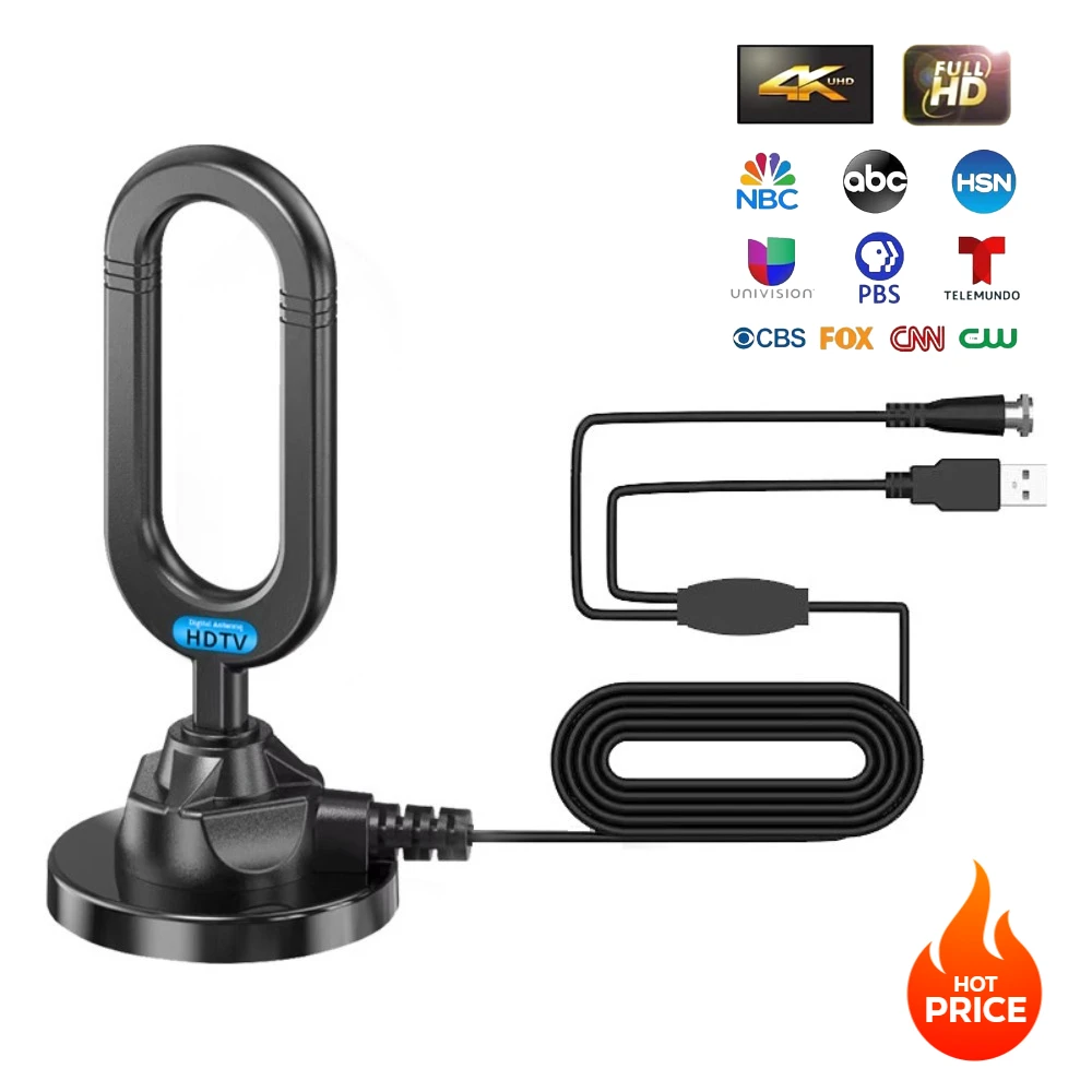 هوائي تلفزيون DTMB داخلي لجميع التلفزيونات الذكية لفترة طويلة المدى والرقمية عالية الدقة مع إشارة مكبر للصوت للقنوات المحلية يدعم 4K 1080P