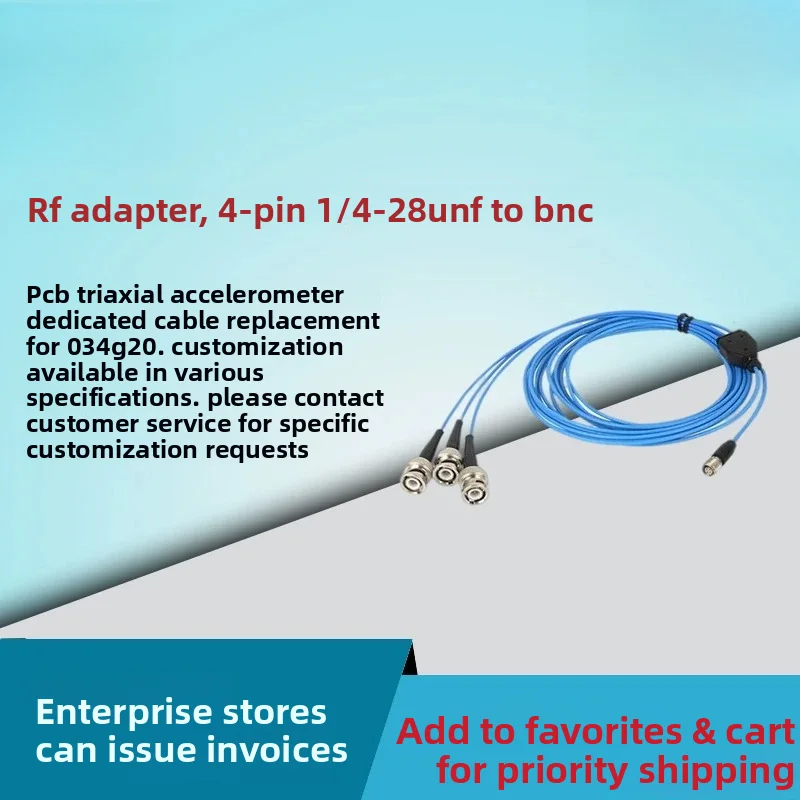 Three axis acceleration sensor four core 1/4-28 UNF to BNC PCB dedicated cable replacement 034G20
