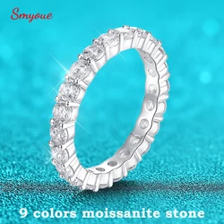 Smyoue 3mm Certified Moissanite Rings for Women Full Diamond Sparkling Bride Jewelry Wholesale 100% 925 Sterling Silver 9 Color