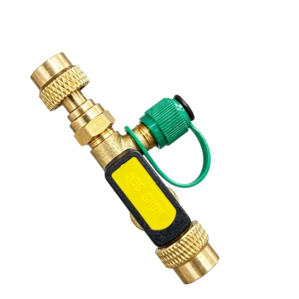 HS-V01 For HVAC Vacuum Control Valve in Solid Brass for Manifold Tool Sets with 1/4 and 7/16-20 UNF Threaded Fittings