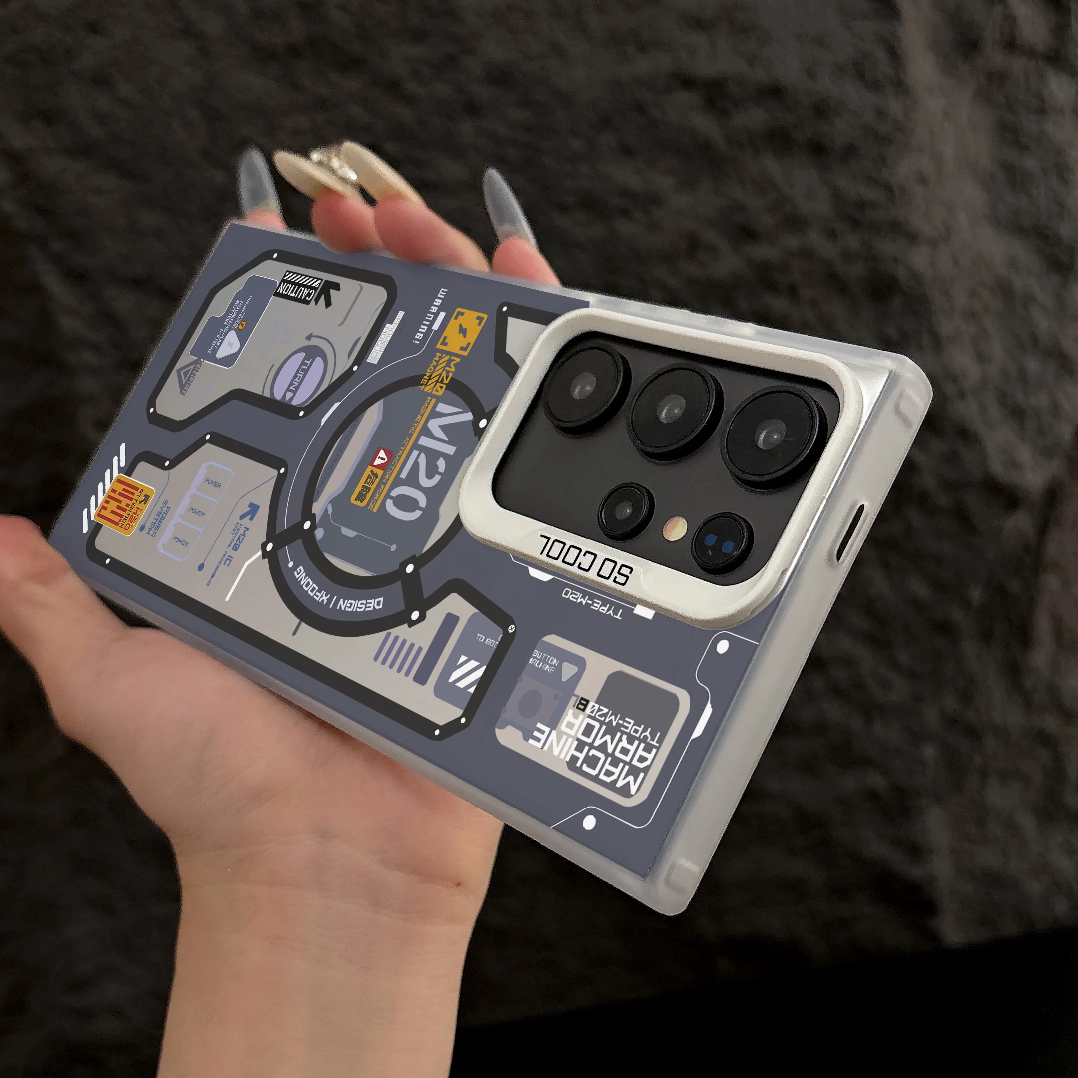 Maquinaria M20 circuito etiqueta chapado caja plateada para Samsung Galaxy S25 S24 S23 Ultra S22 S21 Plus S20 FE cubierta dura de PC a prueba de golpes