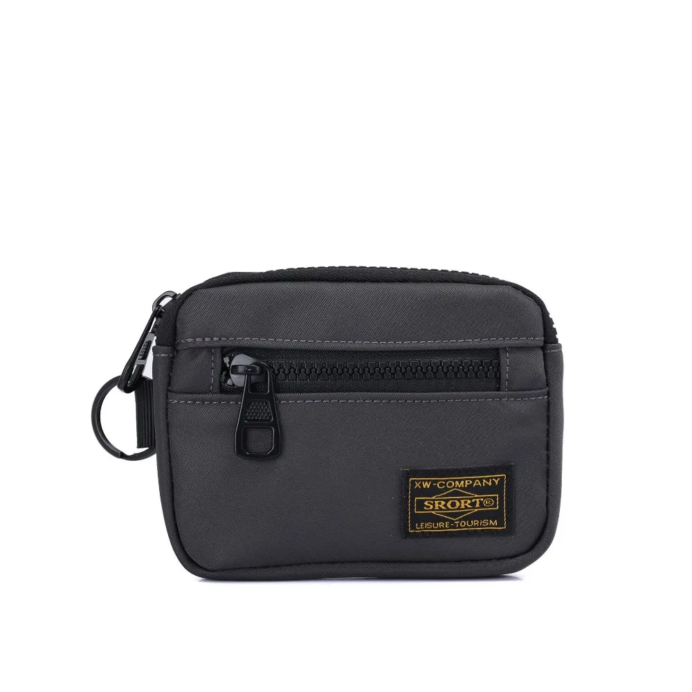 

New Canvas Coin Purse Card Holder Solid Color Short Wallet Zipper Backpack Hanging Bag Student