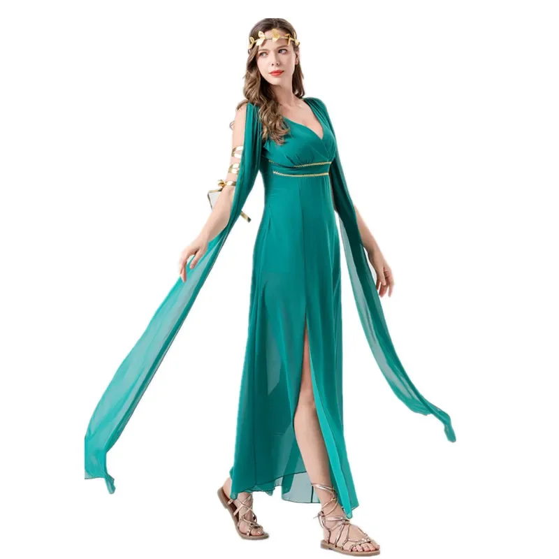 HN8 Halloween Carnival Party Ancient Medieval Mythology Greek Goddess Roman Princess Cosplay Dress Sexy Egyptian Cleopatra C8…Gf