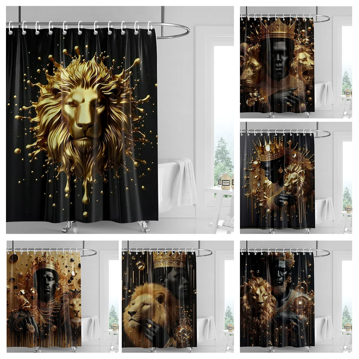 Home decoration shower curtains for bathroom waterproof curtain fabric Modern Nordic style Living Room Egypt pharaoh retro