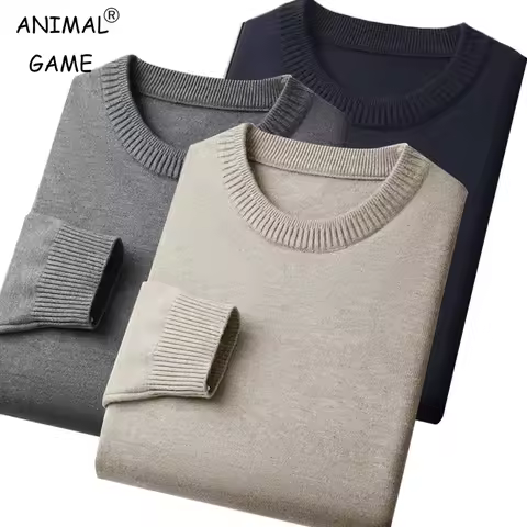 Men's Dress Crew Neck Sweater Slim Fit Lightweight Sweatshirts Knitted Pullover Streetwear Casual Fashion Long Sleeve Sweater