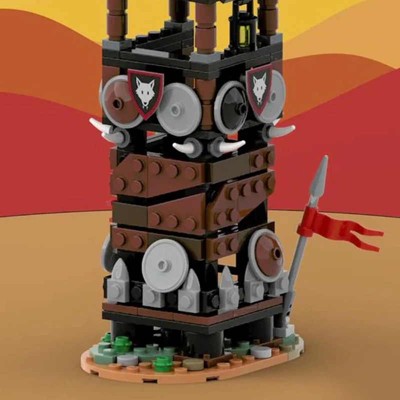 260PCS MOC Wolf Pack Watchtower Building Blocks Medieval Soldiers Knights Architectural Model Puzzle Kids Toys Birthday Gift