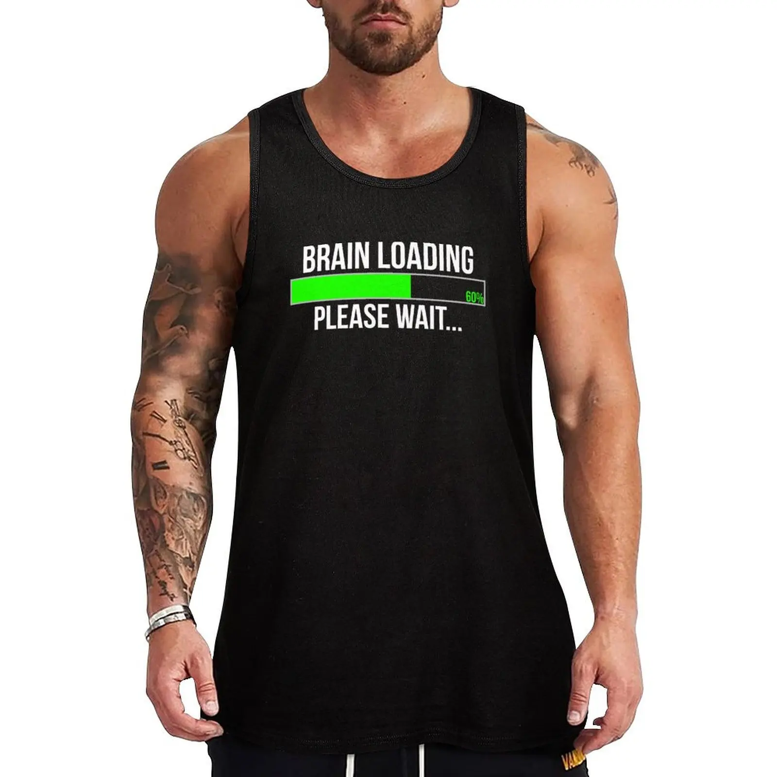 

Brain Loading Please Wait Funny T-shirt Tank Top Daily Work Tank Top Utility Casual Sleeveless Top