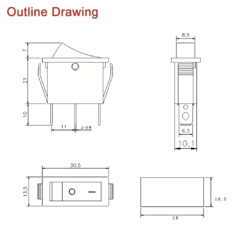 KCD3 Rocker Switch ON-OFF 2/3 Position 3 Pin Electrical Equipment  Light 16A 250V / 20A 125VAC Power Switches