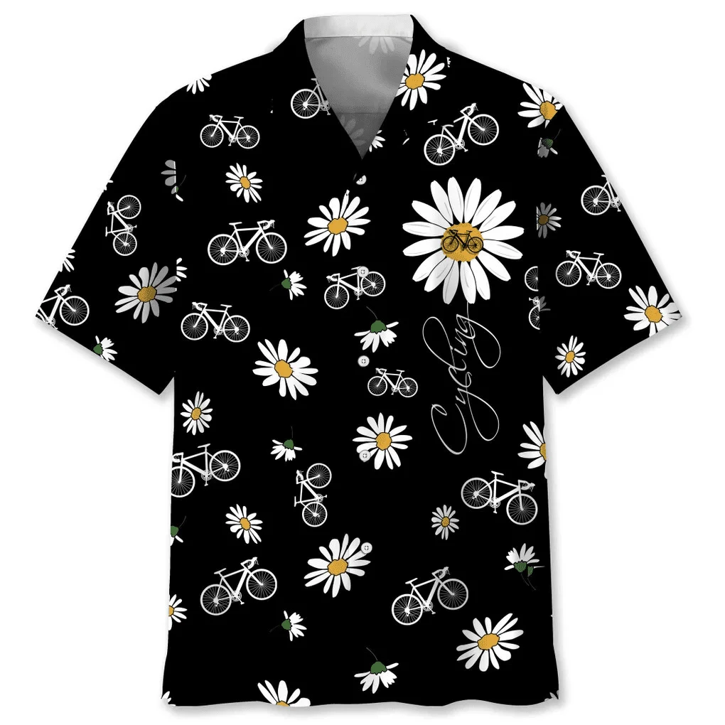 

Hawaiian men's short-sleeved Shirt Daisy Print Fashionable men's Open Lapel Top 2024 New men's Shirt Cycling Sports