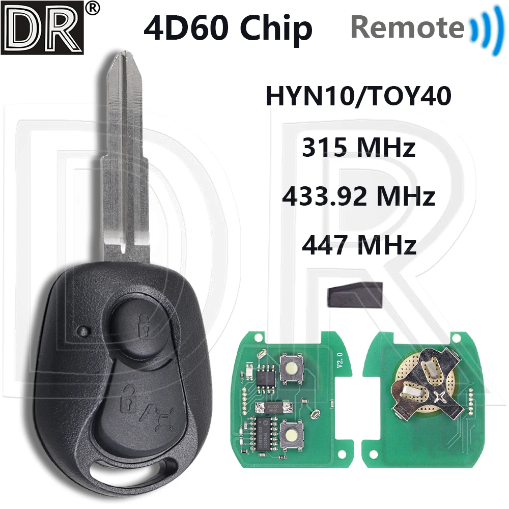 Great 4D60 Chip 315/433.92/447 MHz HYN10/TOY40 Blade Car Key For Ssangyong Kyron Rexton W Korando SSY3 MBEF750 Actyon Sports