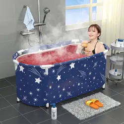 Portable Foldable Bathtub Freestanding Soaking Bath Tub for Adults Separate Family Bathroom SPA Tub Ideal for Hot Bath Ice Bath