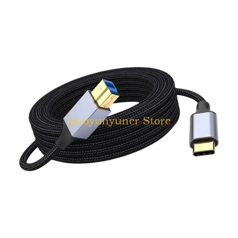 Nylon Braided USB B To Type C Cable Office Use For Printers Docking Stations P9JB