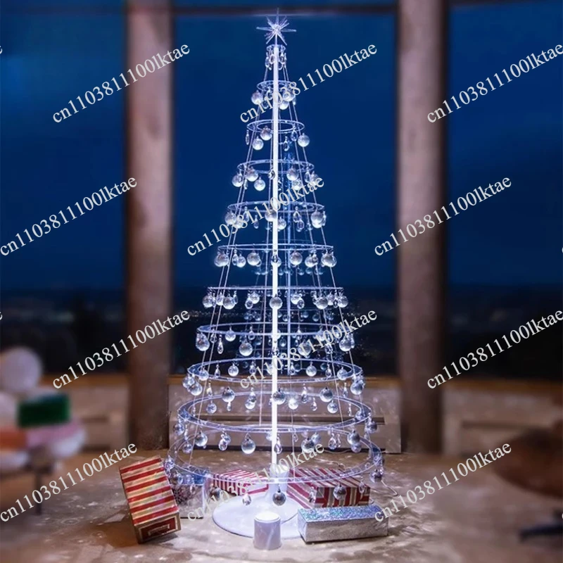 2025 Crystal LED Rotating Christmas Tree Sparkling Party Holiday Decor Glamorous New Year Christmas Trees Ins Home Styling Prop
