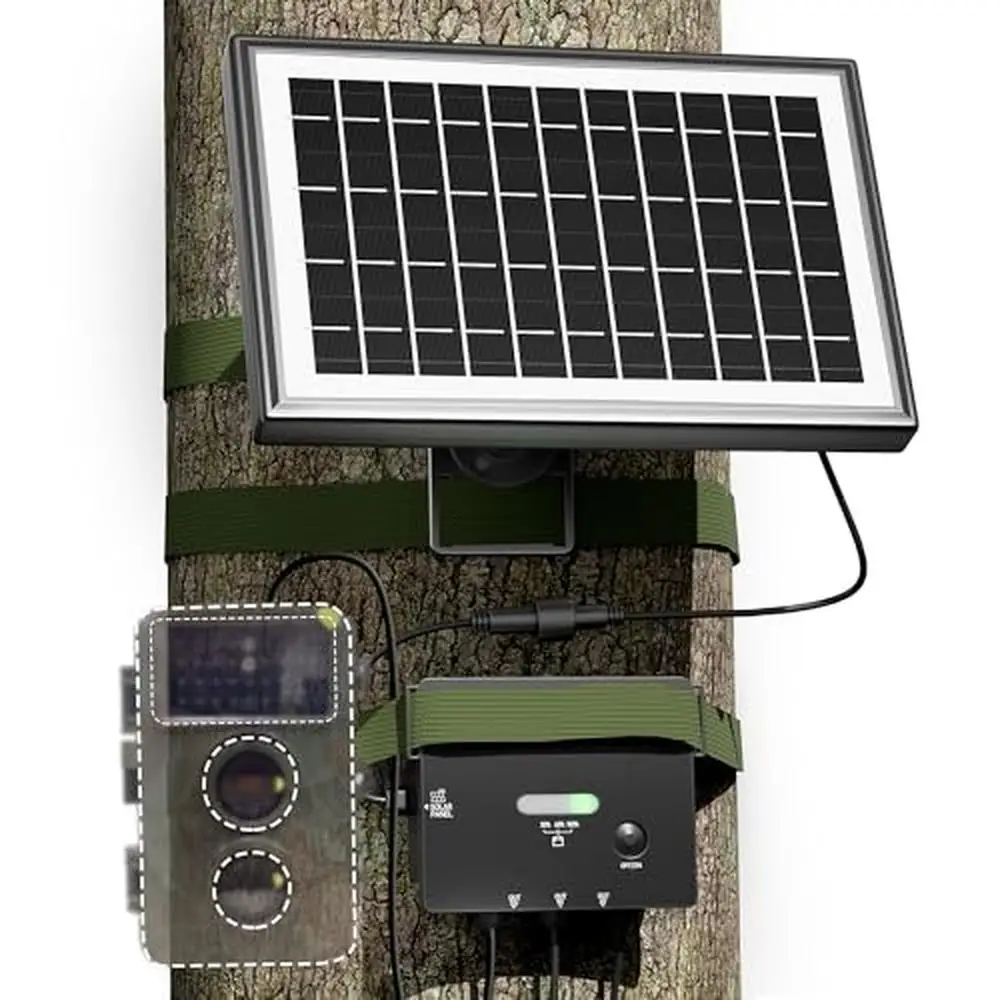 Trail Camera Solar Battery Charger 6W Monocrystalline Panel with 7500mAh Battery DC 6V/9V/12V Output Waterproof Controller Kit