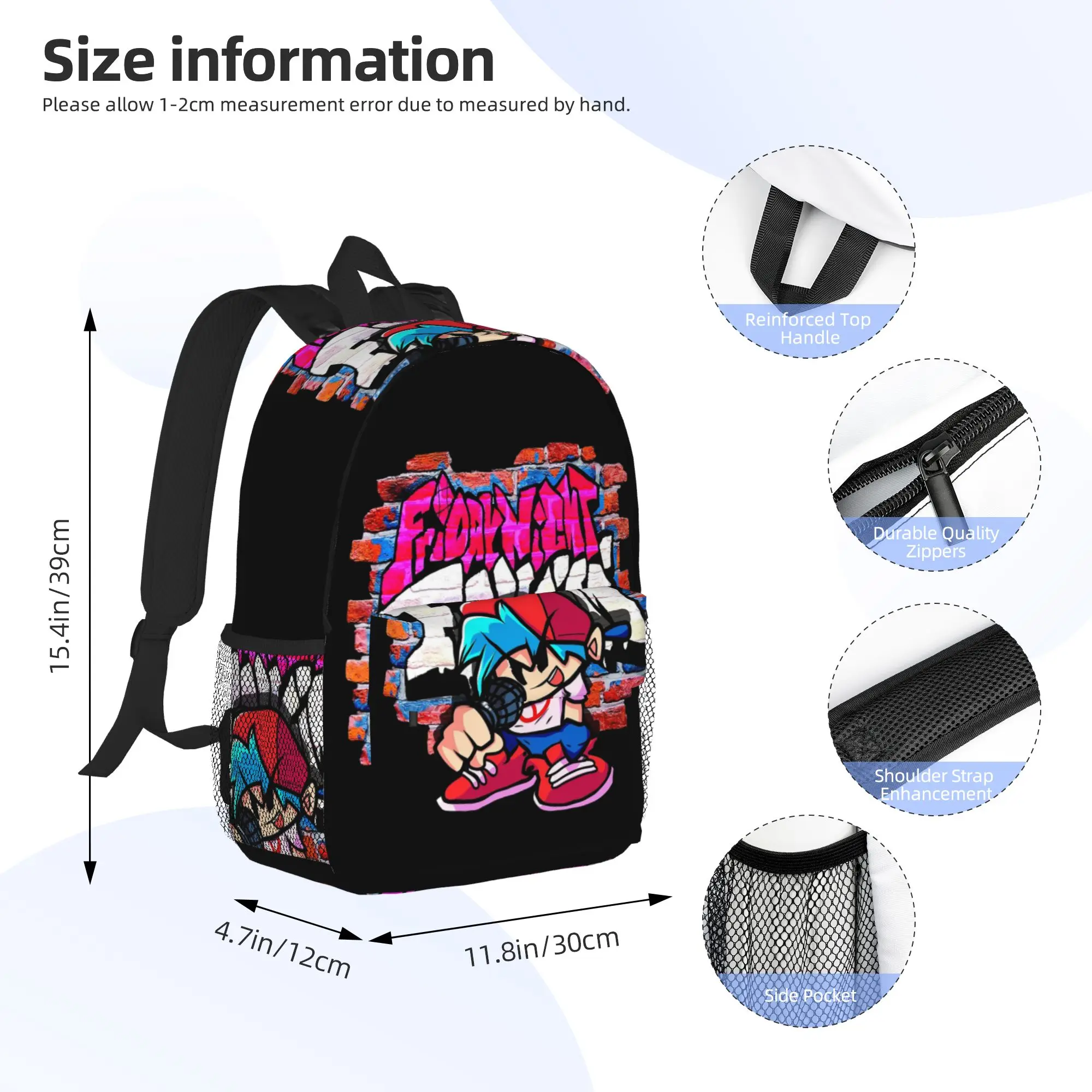 BoyFriend FNF. Brick wall Backpack Hot Sale Daypack Large Capacity Boys Girls BookBag Shoulder Bags for Men Women School Bag