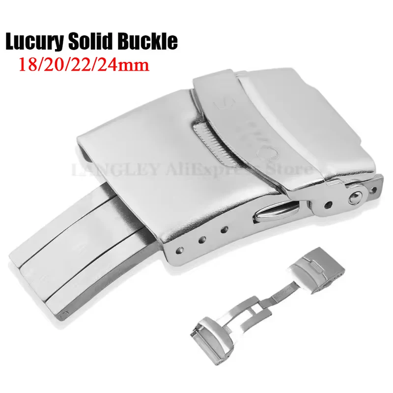 Lucury Solid Buckle for Seiko Diving Folding Stainless Steel Watch Silver Clasp 18/20mm 22mm 24mm Metal Button Watch Accessories