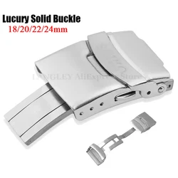 Lucury Solid Buckle for Seiko Diving Folding Stainless Steel Watch Silver Clasp 18/20mm 22mm 24mm Metal Button Watch Accessories