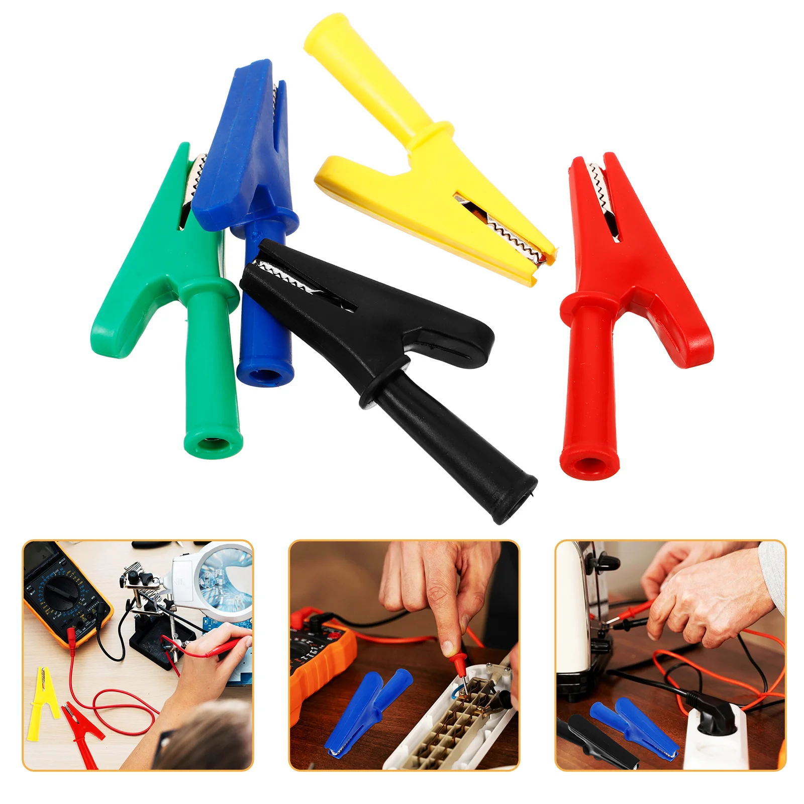

5Pcs Alligator Clips Electrical Testing Clamps Insulated Spring Copper Durable Stable Connection Versatile Tool