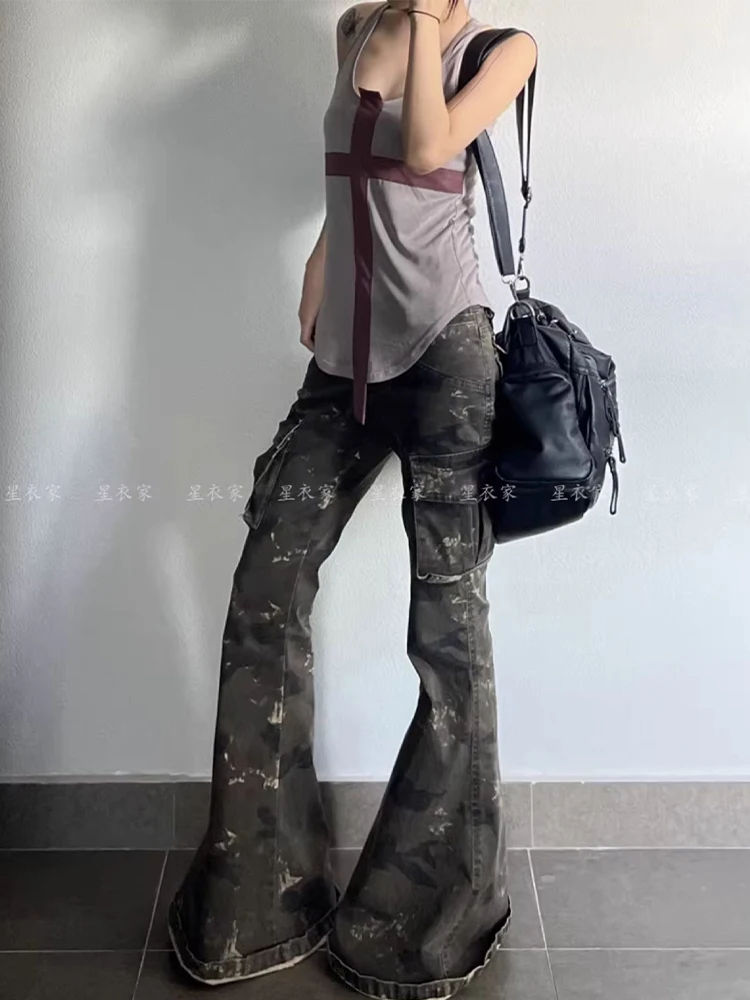 Dames Baggy Y2k Cargo Jeans Harajuku Oversize Camouflage Denim Broek Vintage Japanse Jaren 2000 Stijl Jean Broek Trashy Kleding