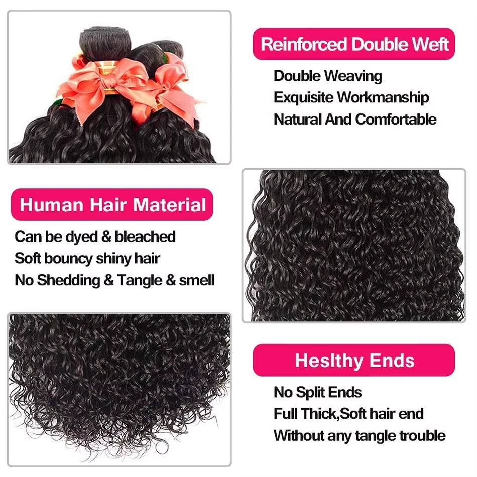 28 30 32 بوصة موجة عميقة البرازيلي 3 4 حزم الشعر البشري 12A 100% غير المجهزة لحمة مزدوجة حزم سوداء طبيعية نسج ملحقات