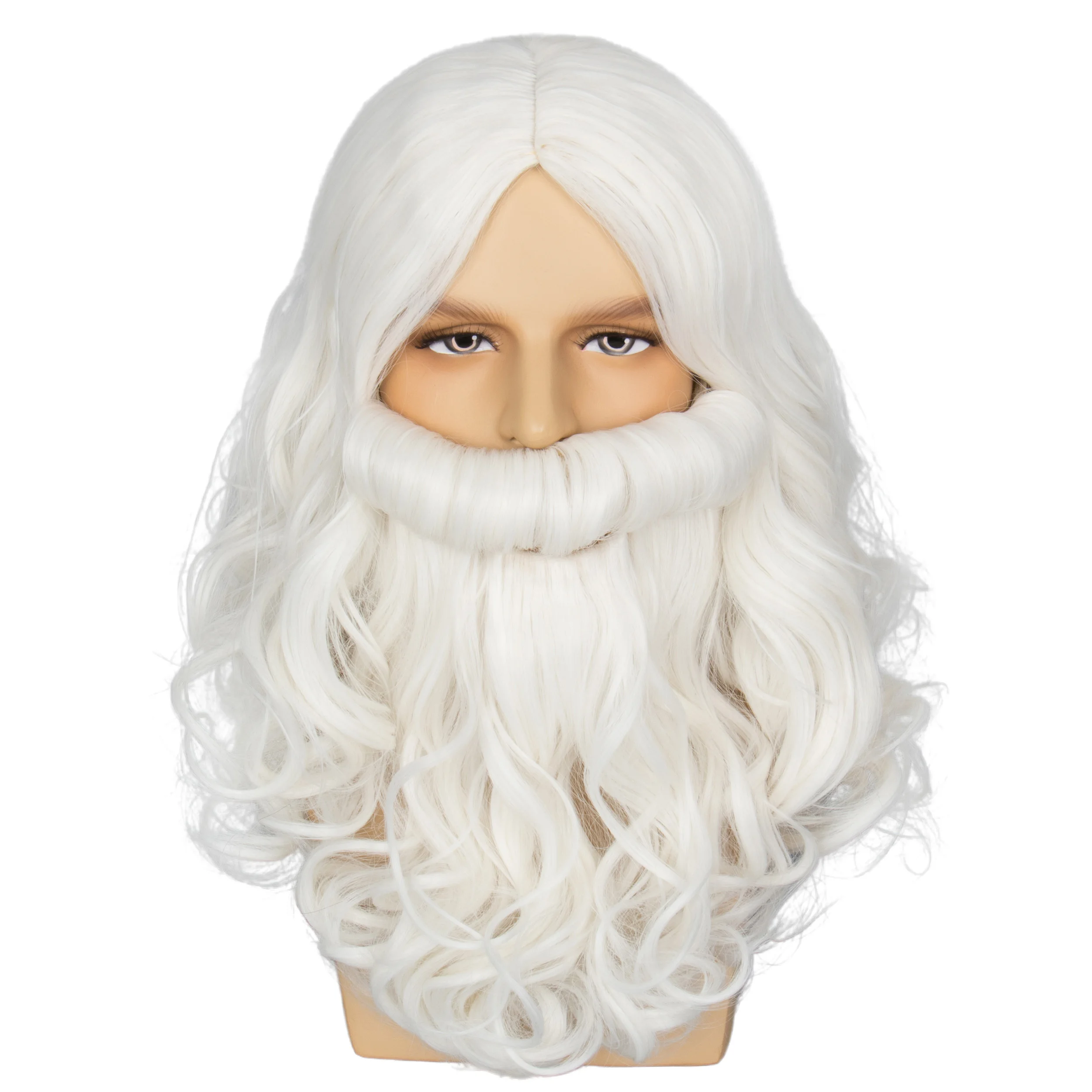 

Santa Short White Beard and Wig Set Wizard Wig for Christmas Halloween Cosplay
