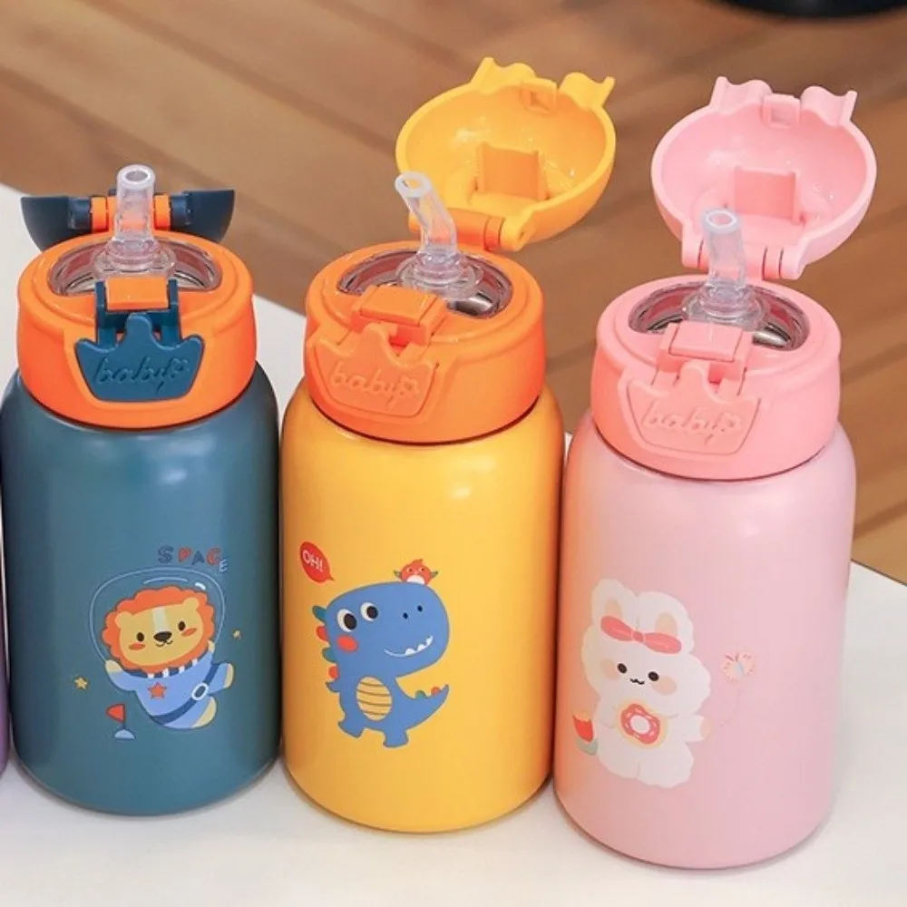 480 مللي غلاية مياه للأطفال من الفولاذ المقاوم للصدأ مع زجاجة ترمس من القش مانعة للتسرب مع حقيبة زجاجة مياه حرارية للاستخدام الخارجي #2