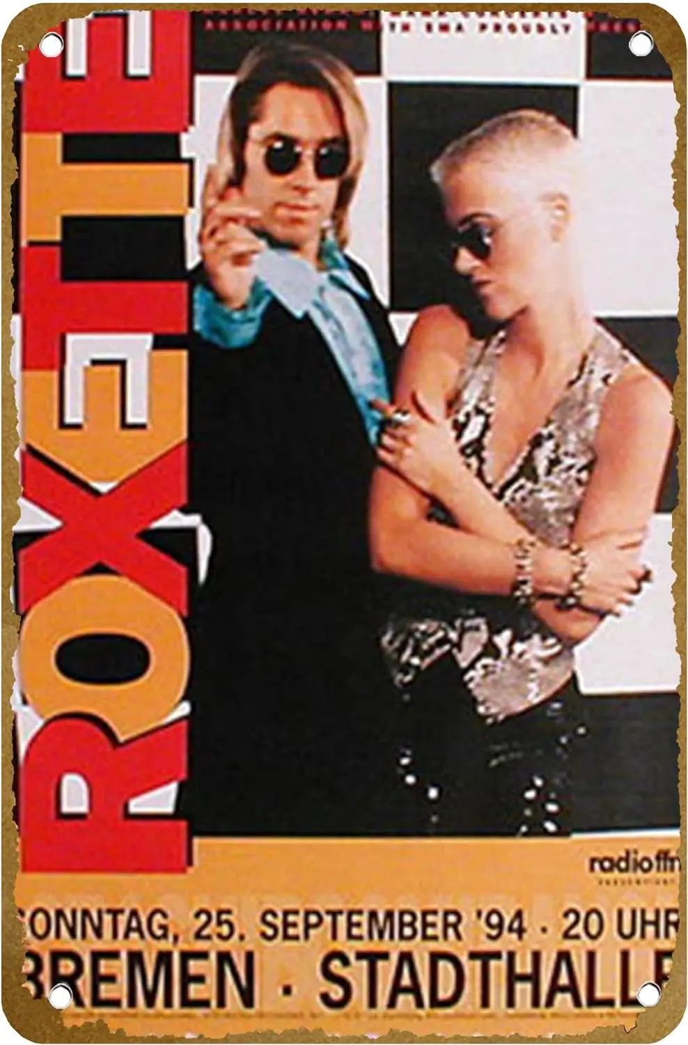 Póster de concierto de Roxette, letrero de hojalata de Metal Vintage, Logo, Club familiar, Bar, cafetería, dormitorio, decoración artística de pared, regalo de 8x12 pulgadas