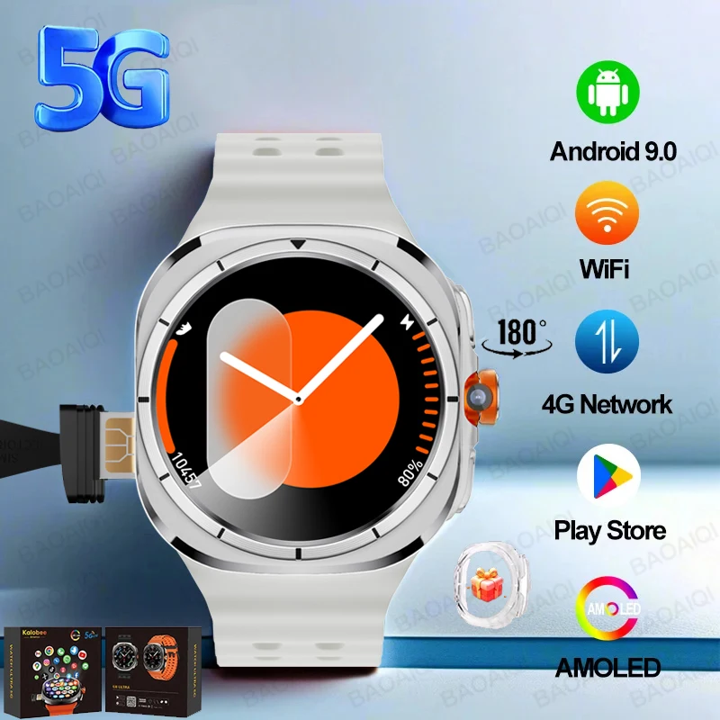 4G/5G Watch 7 Ultra Smart Watch Mens Video Call Smartwatch Sim Card GPS WIFI Rotary Camera Global Calling Google Map For Samsung