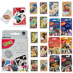 New Mattel UNO Disney 100 And Disney Lion King Games Card Family Funny Entertainment Board Game Poker Kids Toys Playing Cards