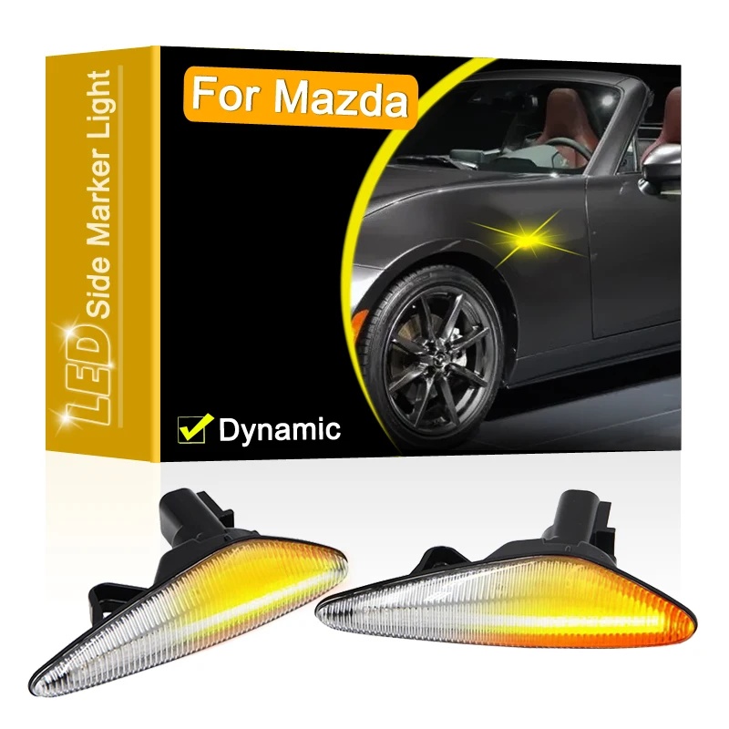 12V Clear Lens Dynamic LED Side Marker Lamp Assembly For Mazda6 Atenza GH Mazda5 MX-5 RX-8 Sequential Blinker Turn Signal Light