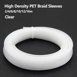 1~50m Clear PET Braid Sleeve 2/4/6/8/10/12/16mm High Density Wire Protection Sleeving Snake Skin Wrap Sheath For Electric Cable