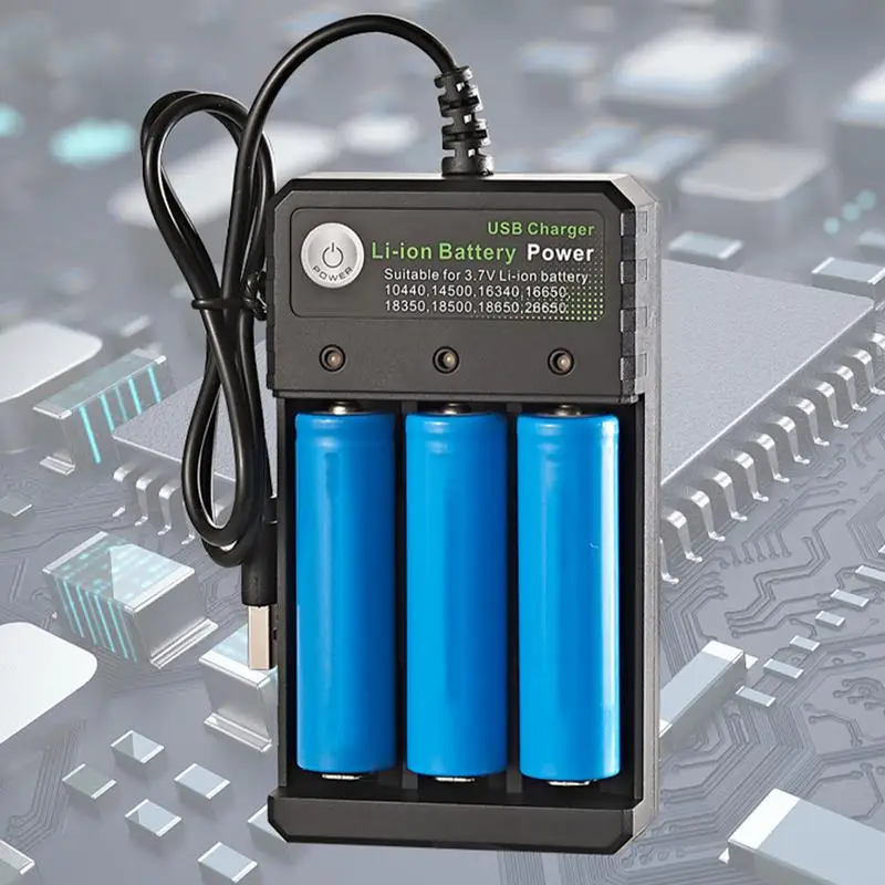 18650 Li-ion Battery Charger 3 Slots For 18500 Charging 3.7V Rechargeable Charge For 18350