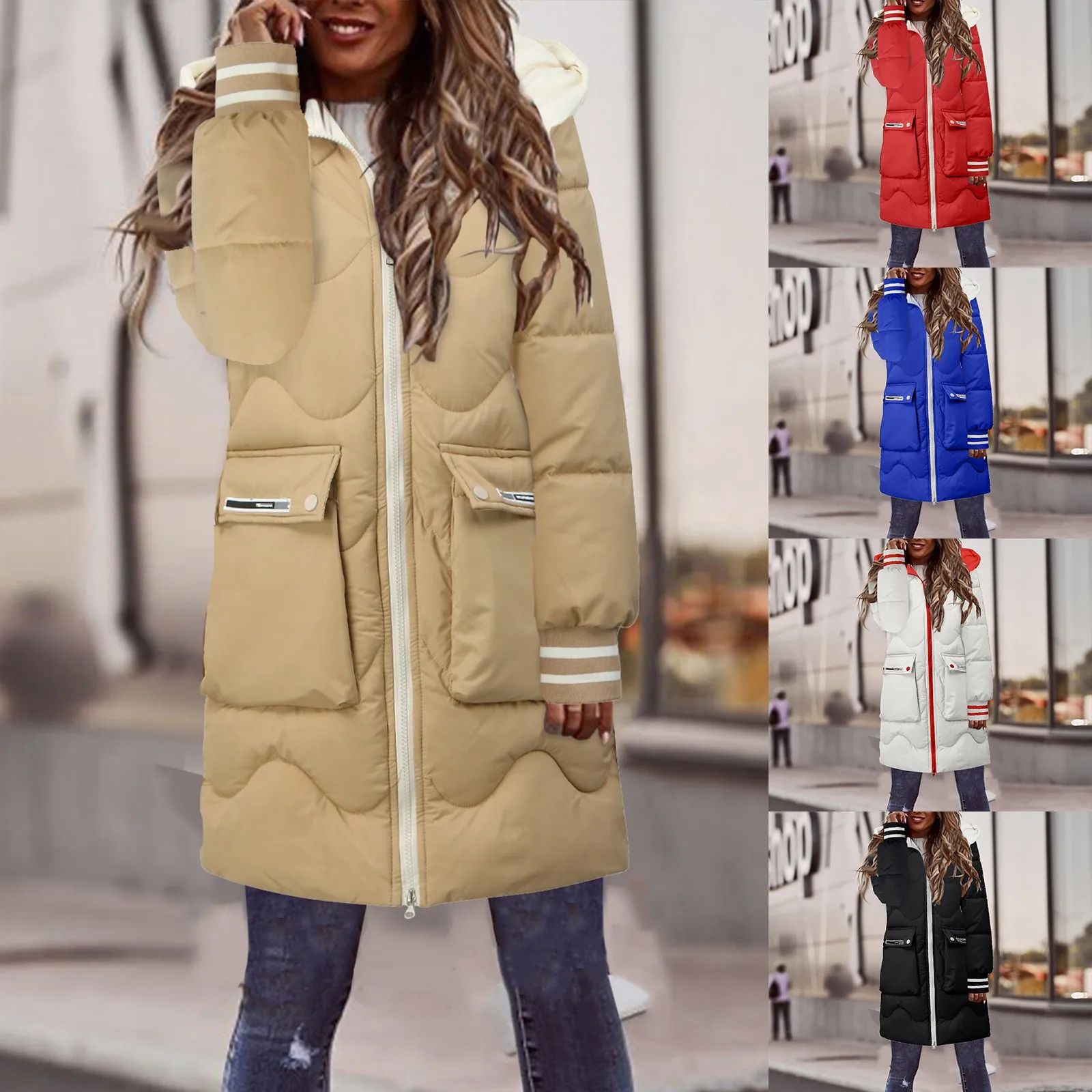 Winter Losse Halflange Capuchon Katoen Gewatteerde Jassen Dikker Warme Sneeuwkleding Parka Oversized Vrouwen Windscherm Casual Jassen