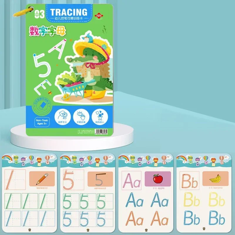 32 Page Pen Control Training Early Childhood Exercise Book Tracing Workbook Montessori Books Reusable Calligraphy Copybook