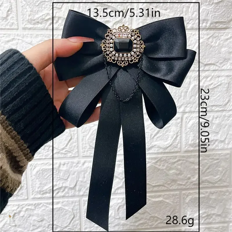 Women's Bowties Brooch Handmade Jewelry Ribbon Crystal Bow Korean Womens Fashion Elegant Suit College Style Shirt Collar Flower