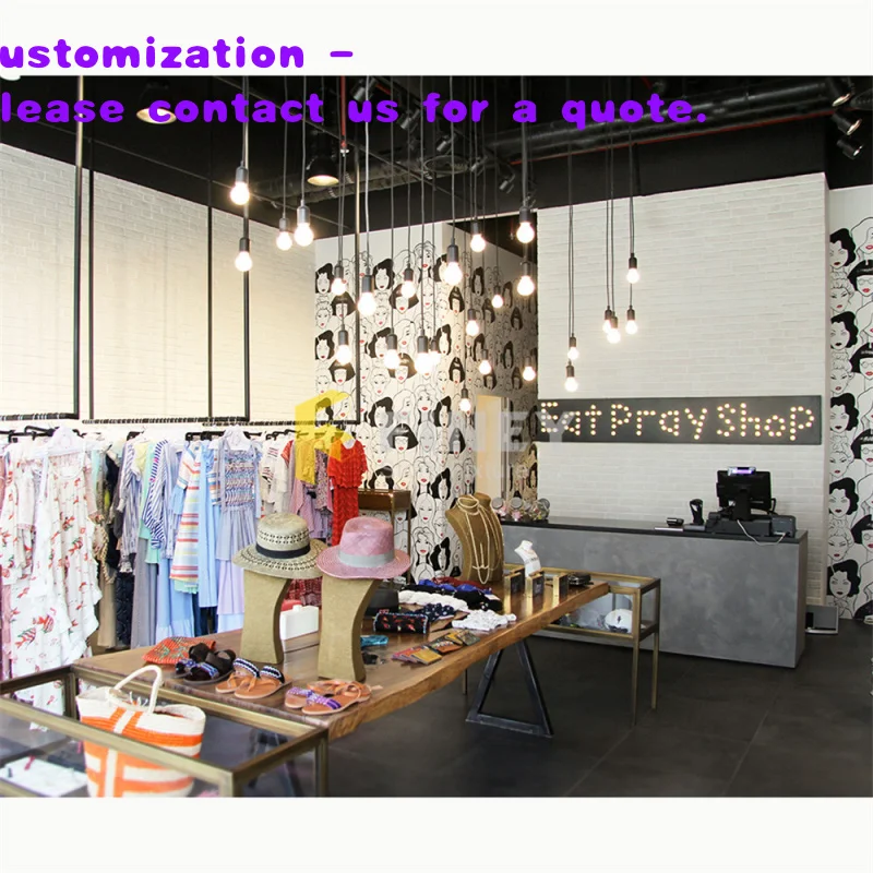 custom.Clothes Store Interior Design Lady Women Boutique Clothing Shop Decoration Custom Wood Metal Stand Display Retail Clothes