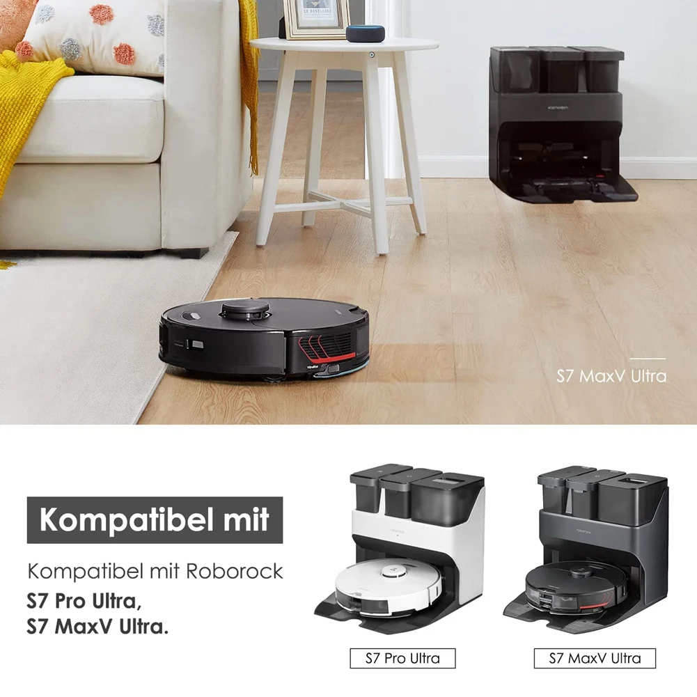 ABKR-Accessory Set For Roborock S7 Pro Ultra/S7 Maxv Ultra, 6 X Dust Bags, Main Roller Brush Robot Vacuum Cleaner Replacement