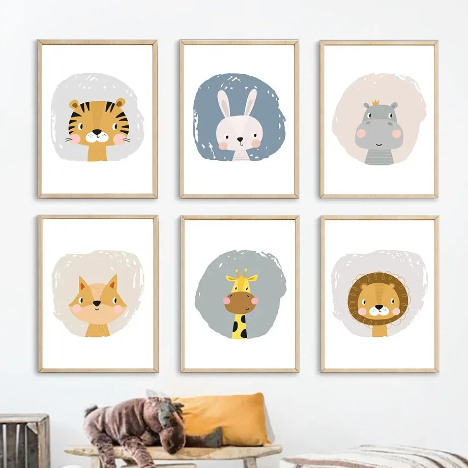 

Giraffe Panda Lion Rabbit Koala Alpaca Wall Art Canvas Painting Nordic Posters And Prints Animals Wall Pictures Kids Room Decor