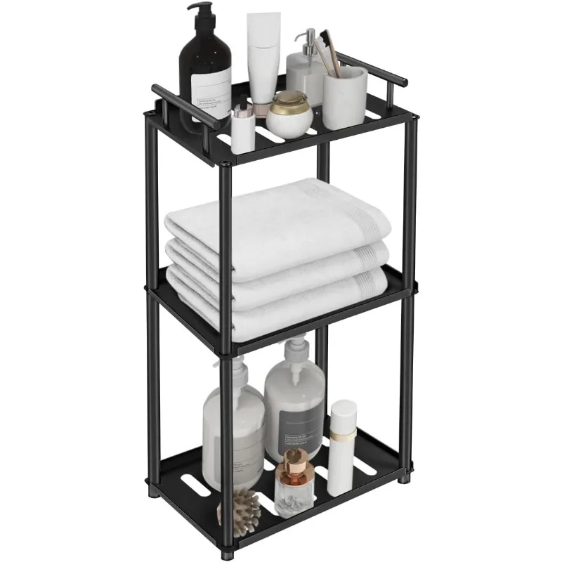 

Corner Shower Caddy 3 Tier Standing Shower Caddy Corner, Black Shower Rack Bathroom Storage Organizer with Handle, Rustproof Sta
