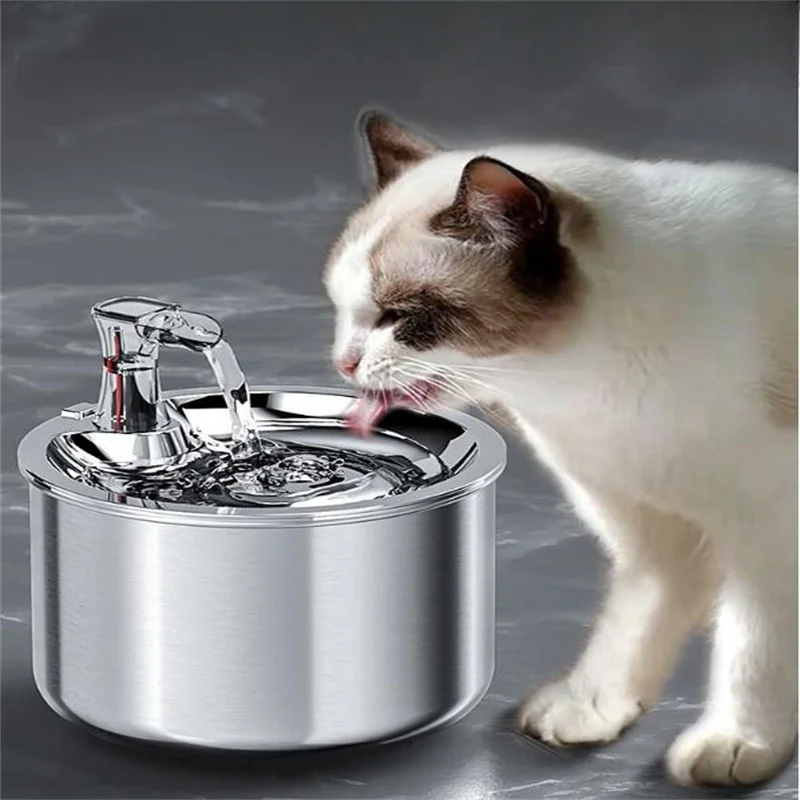 

Cat Water Fountain Dispenser Automatic Cat Drinker Stainless Steel 2l Cats Accessories Pets Watering Supplies Pet Appliances