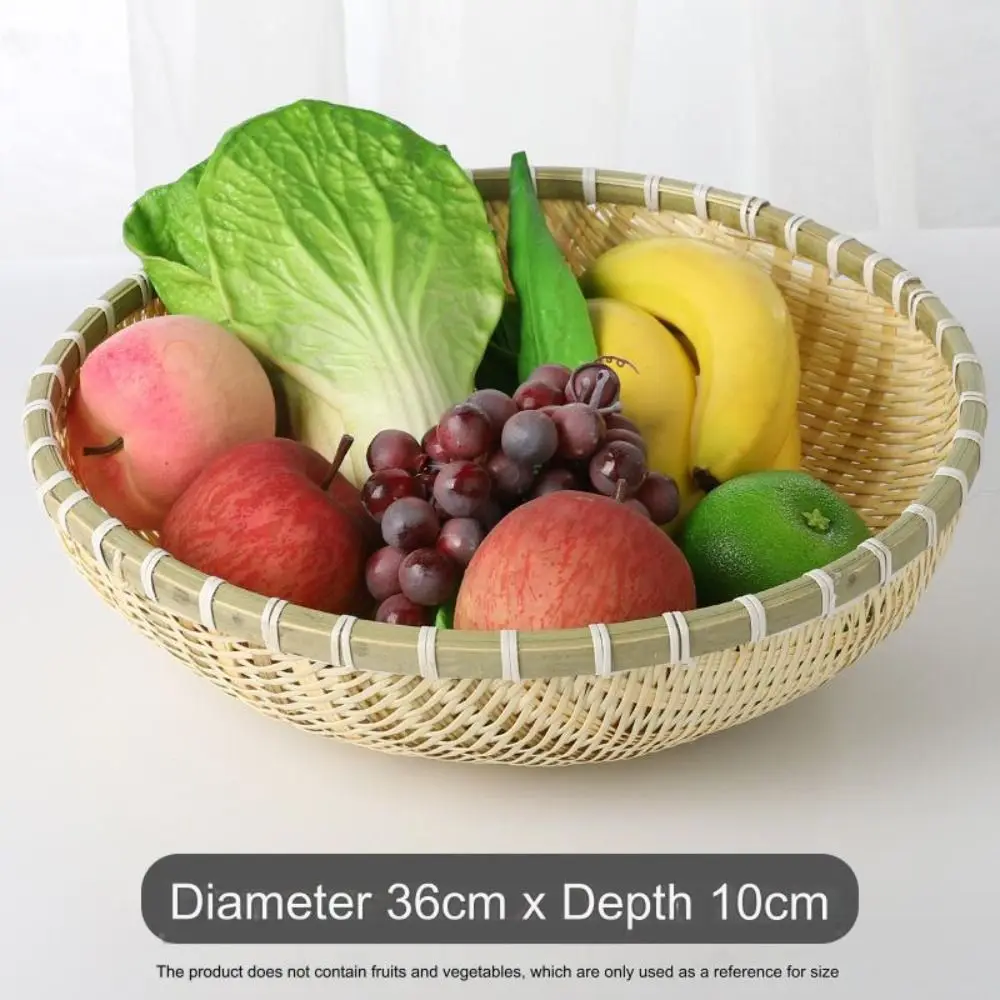 Natürlicher runder Obsts nackkorb pastoraler Stil exquisiter Aufbewahrung skorb handgemachter Bambus korb