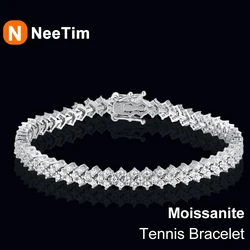 NeeTim Moissanite Tennis Bracelet 925 Sterling Silver Lab Diamond Bracelets with White Gold Plated Fine Jewelry For Women