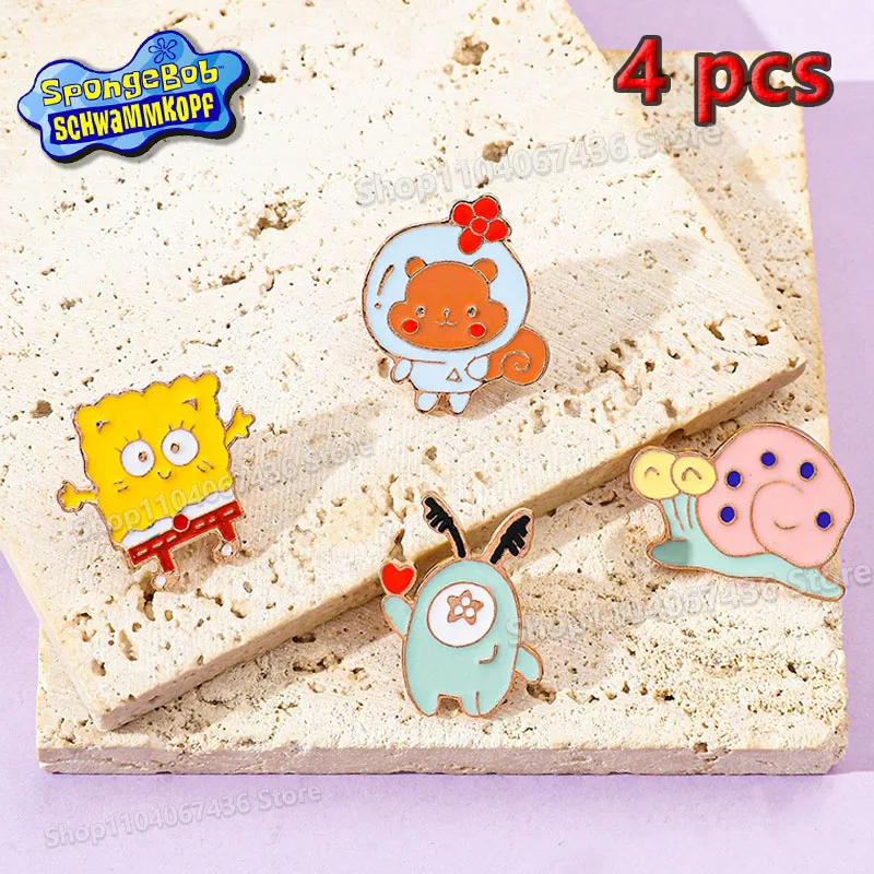 Sponge-bob Metal Brooch Anime Enamel Pins  Cute Cartoon Backpack Accessory Creativity Pin Badge for Men Women Jewelry Gifts